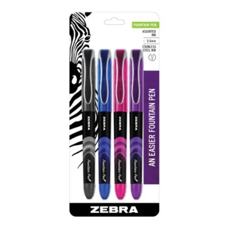 pens fountain zebra fine point assorted colors barrel ink mm pack officedepot depot office