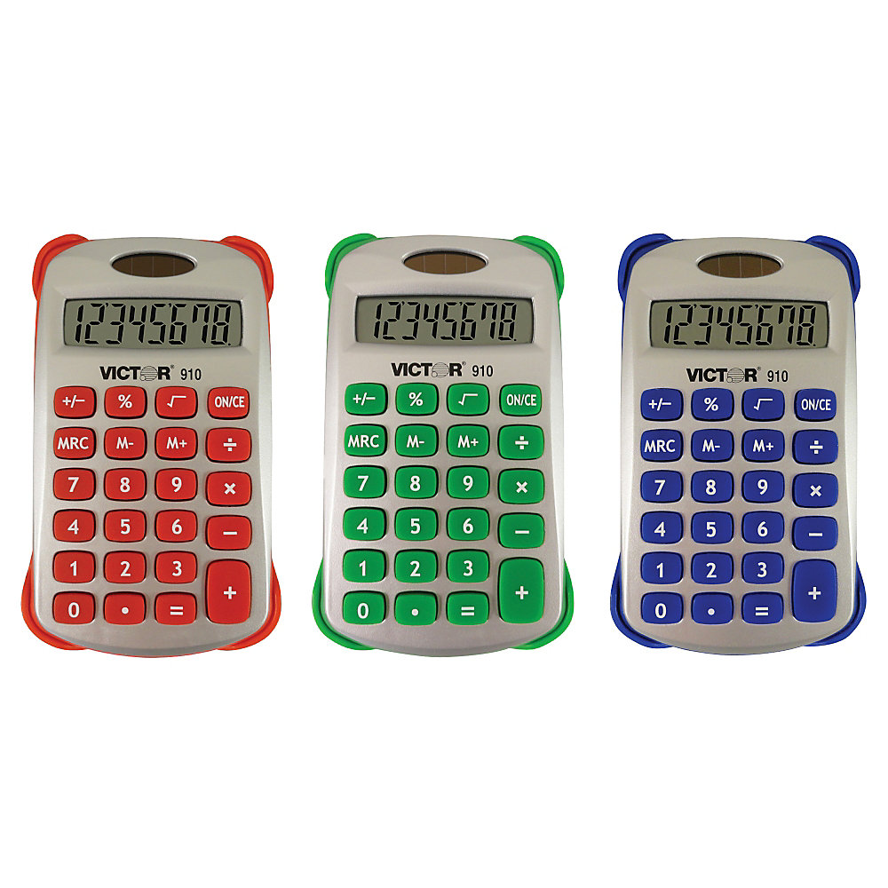 Victor� Colorful 8-Digit Handheld Calculators, Pack Of 5
