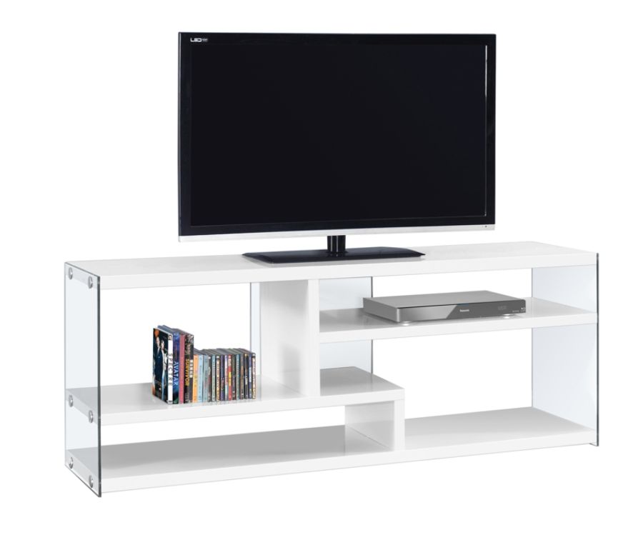 Monarch Specialties TV Stand Glass For Flat Screen TVs Up To 60