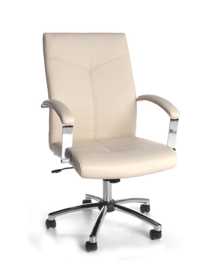 Ofm Essentials Vinyl Mid Back Conference Chair Cream Chrome Item 230741