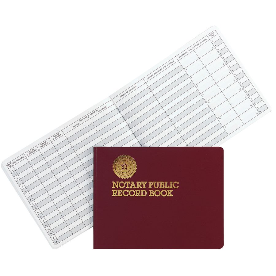 Notary Public Record Book, 64 Pages, 83/8"x101/2", Maroon eBay