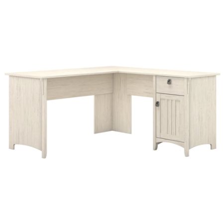 Bush Furniture Salinas L Shaped Desk With Storage Antique White Standard Delivery Item 233894