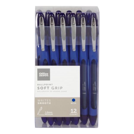 Office Depot Super Comfort Grip Ballpoint Pens With Caps Medium