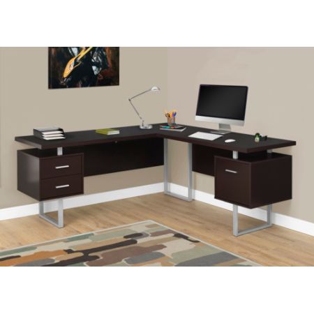 Monarch Specialties L Shaped Corner Computer Desk With 2 Drawers
