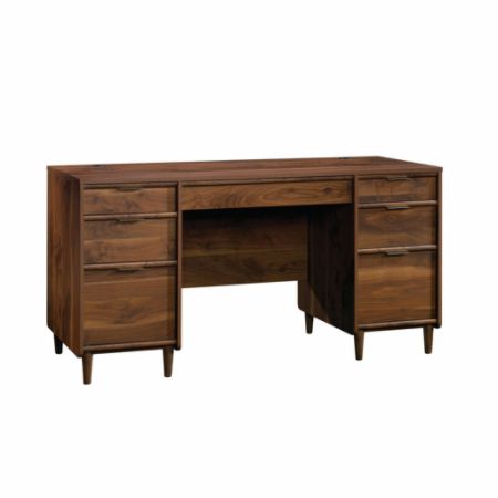 sauder® clifford place mid-century executive desk, walnut item # 237872