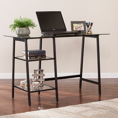 Southern Enterprises Avery Metal Glass Sawhorse A Frame Writing