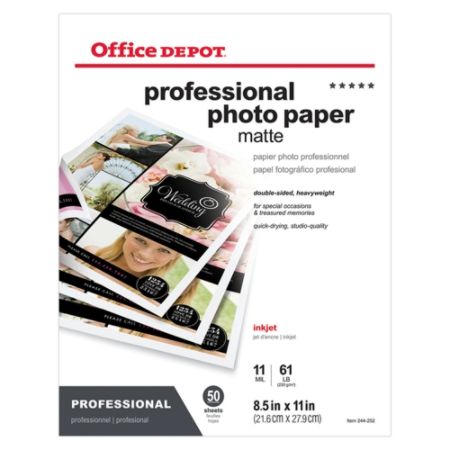 Office Depot Professional Photo Paper Matte Double Sided Letter Size 8 1 2 X 11 Pack Of 50 Sheets Item 244252