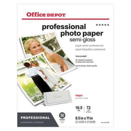 Office Depot Professional Photo Paper Semi Gloss Letter Size 8 1 2 X 11 Pack Of 50 Sheets Item 244360