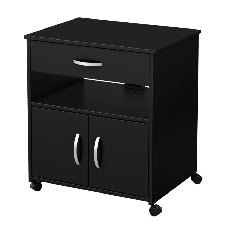 South Shore Axess Printer Cart On Wheels Pure Black Office Depot