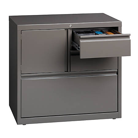 Workpro 30 W Lateral 2 Drawer File Cabinet With Storage Metal Dark
