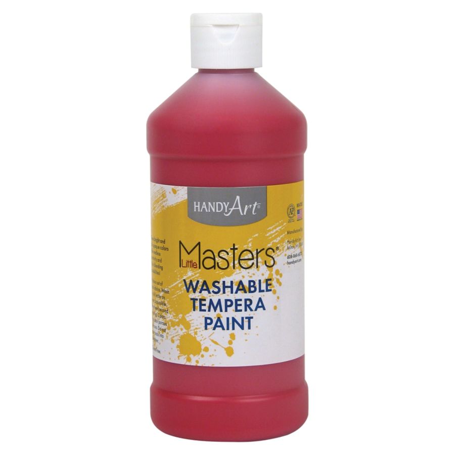 Handy Art 16 oz. Little Masters Washable Tempera Paint - 16 fl oz - 1 Each - Red