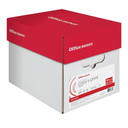 Office Depot Copy And Print Paper Letter Size 8 1 2 X 11 20 Lb Ream Of 500 Sheets Case Of 5 Reams Item 250983