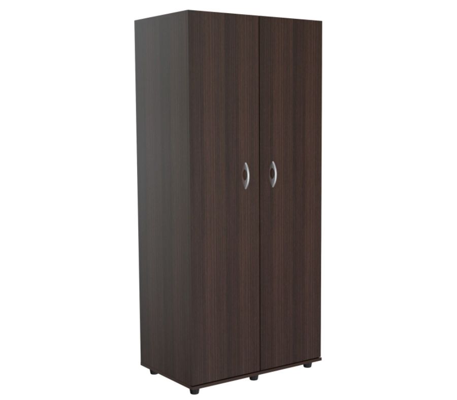 2 Door Wardrobe/Armoire Espresso - Inval: Home Office Storage, Hanging Bar, 2 Shelves, Metal Handles