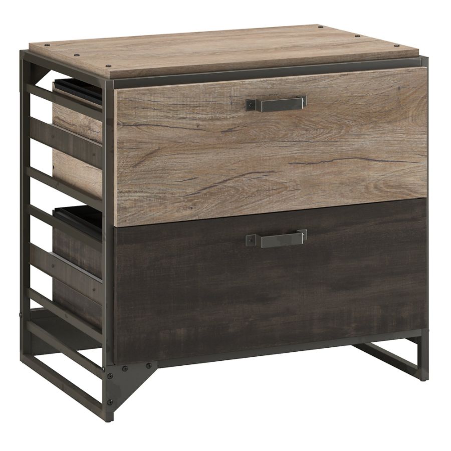 Bush Furniture Refinery Lateral File Cabinet Rustic Graycharred