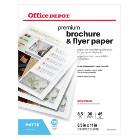 Office Depot Professional Brochure And Flyer Paper Matte Letter Size 8 1 2 X 11 45 Lb Ream Of 150 Sheets Item 264943