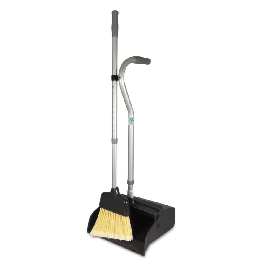 Unger Telescopic Ergo Metal Dust Pan With Broom, 45&quot; x 12&quot;, Gray/Silver