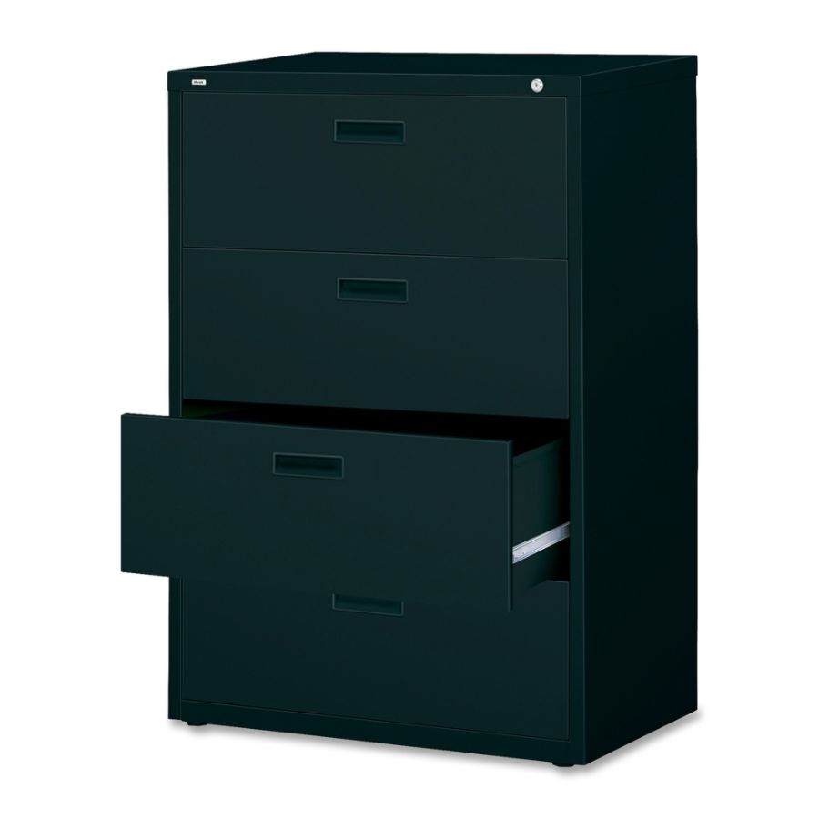 Lorell 4 Drawer Steel Lateral File Cabinet 30 W Black Office Depot
