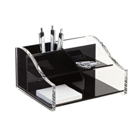 Realspace Acrylic Desk Organizer 4 516 X 7 18 X 8 18 Blackclear