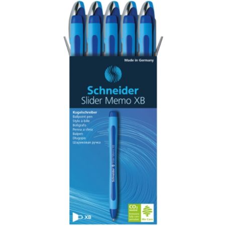 Schneider Slider Memo Xb Ballpoint Pens Extra Bold Point 1 4 Mm Blue Barrel Blue Ink Pack Of 10 Item 281814