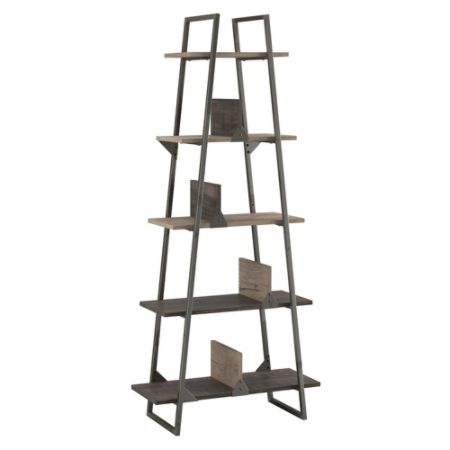 Bush Furniture Refinery A Frame Bookshelf Rustic Graycharred Wood