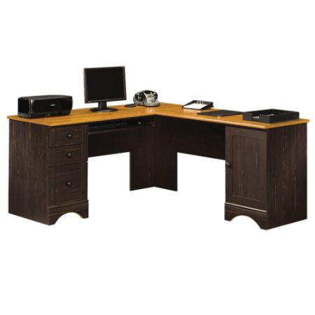 Sauder Harbor View Collection Corner Computer Desk Antiqued Paint