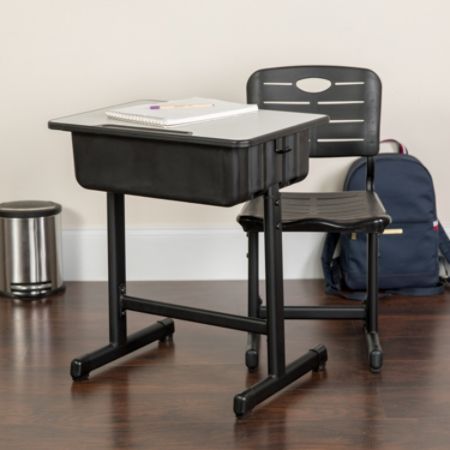 Flash Furniture Adjustable Student Desk Gray Office Depot