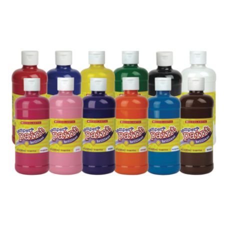 Scholastic Tempera Paint Set 16 Oz Assorted Colors Pack Of 12 - Office ...