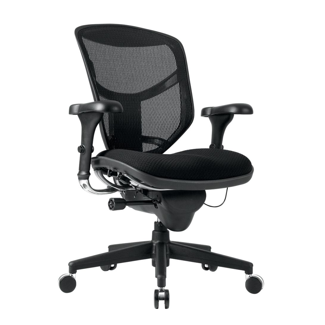 WorkPro® Quantum 9000 Series Ergonomic Mid-Back Mesh/Fabric Chair, Metal Trim/Black