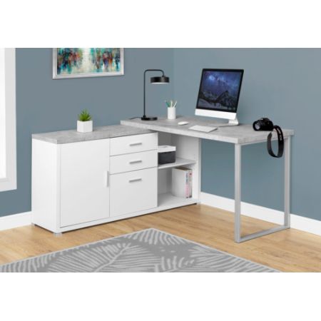 Monarch Specialties L Shaped Computer Desk With Cabinet Gray