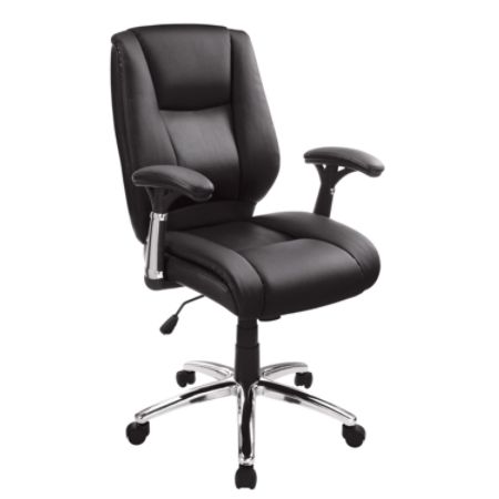 Realspace Eaton Bonded Leather Managerial Mid Back Chair Black