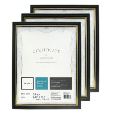 Realspace Document And Certificate Holders 8 1 2 X 11 Black Gold Pack Of 3 Holders Item 305087
