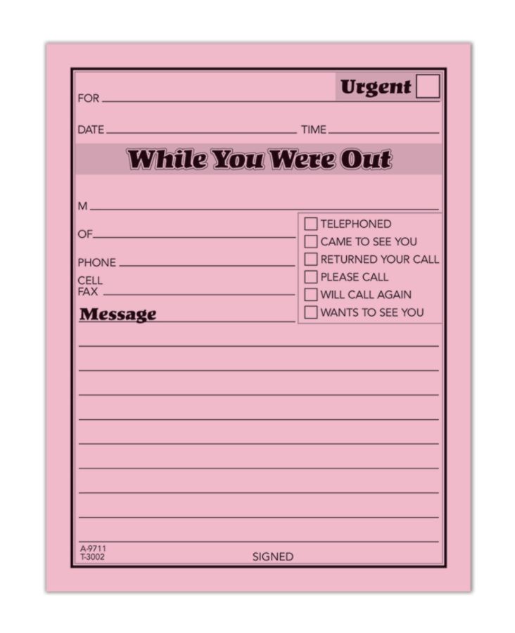 Adams While You Were Out Message Pads 4 14 x 5 12 50 Sheets Pink Pack ...