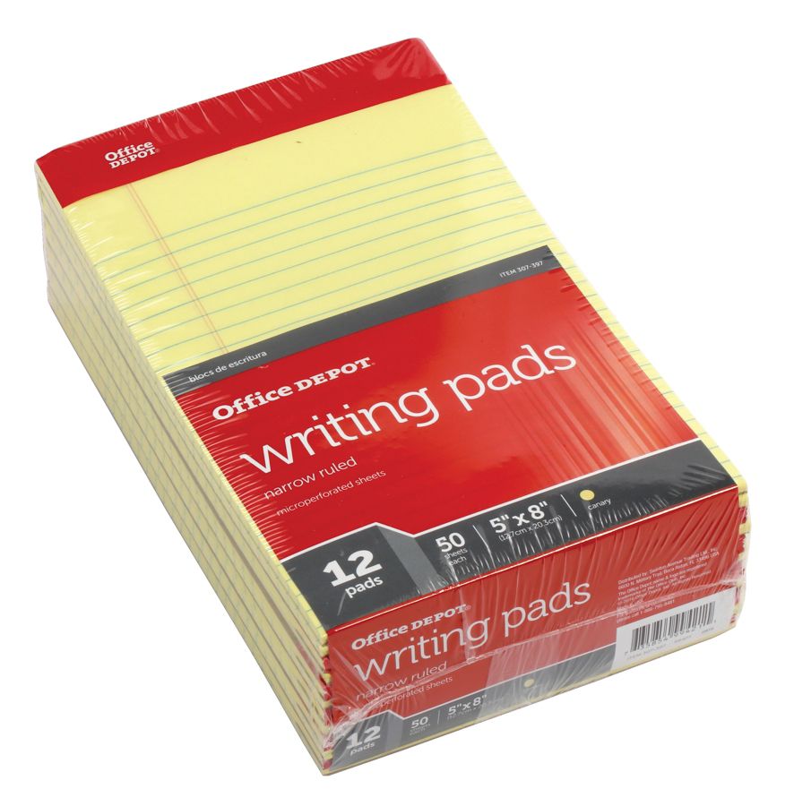 Office Depot Brand Perforated Writing Pads 5 X 8 Narrow Ruled 50 Sheets ...