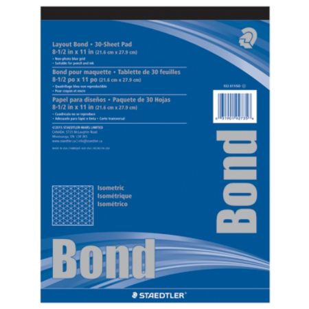 Staedtler Isometric Bond Paper 8 12 x 11 Grid 30 Sheets White - Office ...