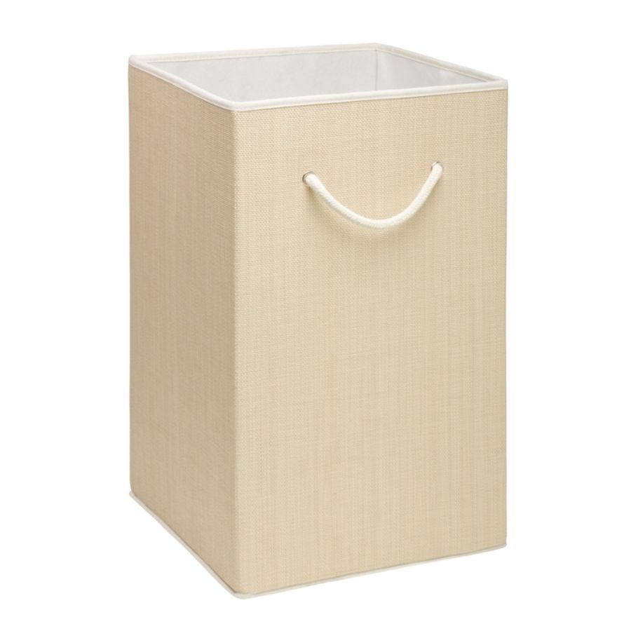 Honey Can Do Square Resin Weave Hamper with Rope Handles, Natural