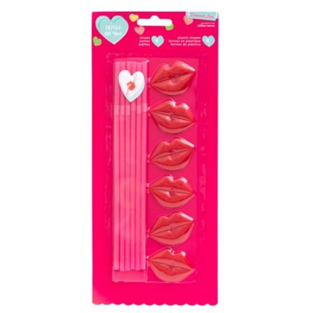 American Crafts Valentines Day Lip Straws Office Depot