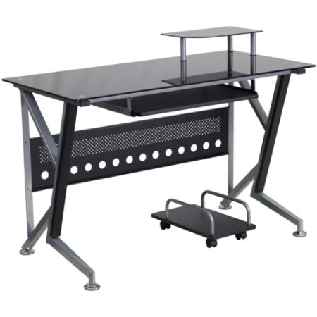 Flash Furniture Contemporary Glass Computer Desk Black Office Depot