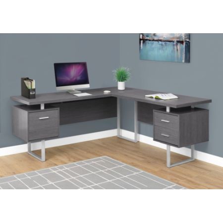 Monarch Specialties L Shaped Desk Gray Office Depot
