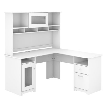 Bush Cabot L Desk Whutch 60 W White Office Depot