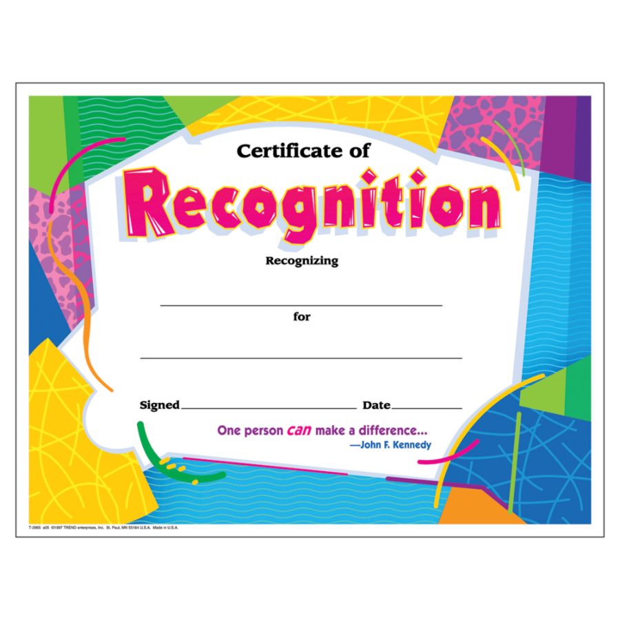 Trend Certificate of Recognition 8.50 x 11 30 Pack by Office Depot ...