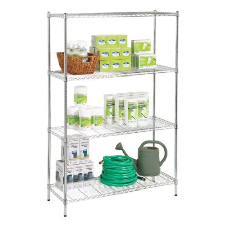 Realspace Wire Shelving 4 Shelves 72 H X 48 W X 18 D Chrome