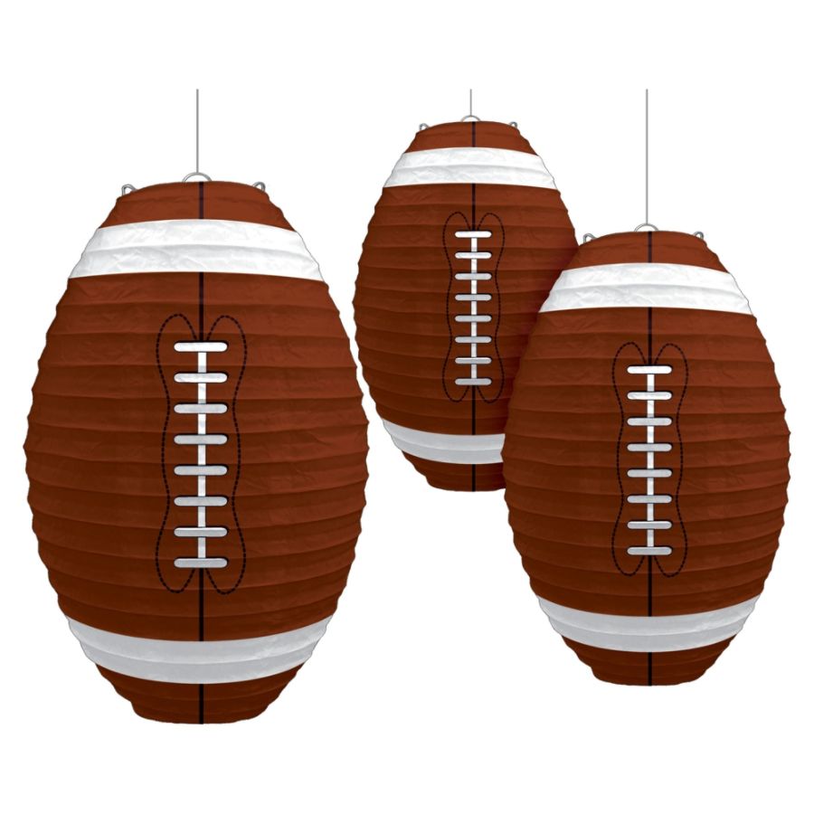 Football Shaped 12&#34; Paper Lantern Decorations (3 Pack) - Party Supplies