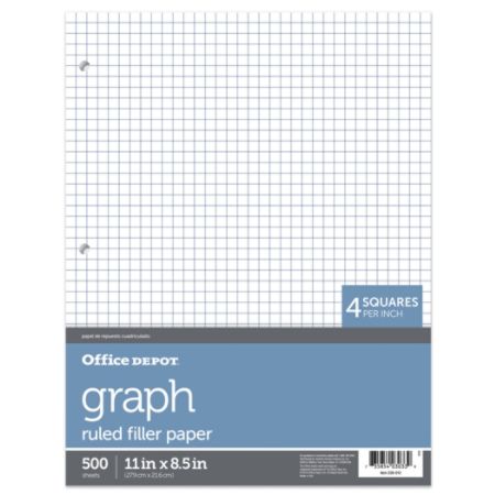 Office Depot Brand Quadrille Ruled Notebook Filler Paper 8 12 X 11 White Pack Of 500 Sheets Item 338012