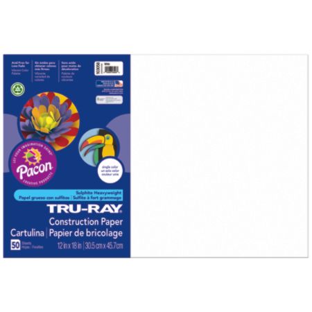 Tru Ray Construction Paper 50percent Recycled 12 X 18 White Pack