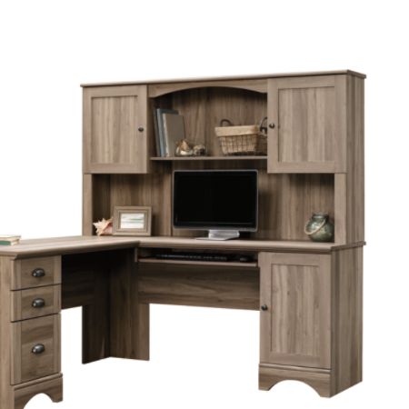 Sauder Harbor View Wood Hutch Salt Oak Office Depot