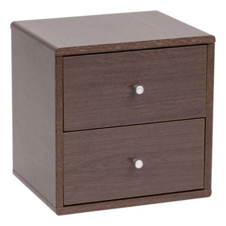 Iris 2 Drawer Wood Storage Cube Brown Oak Office Depot