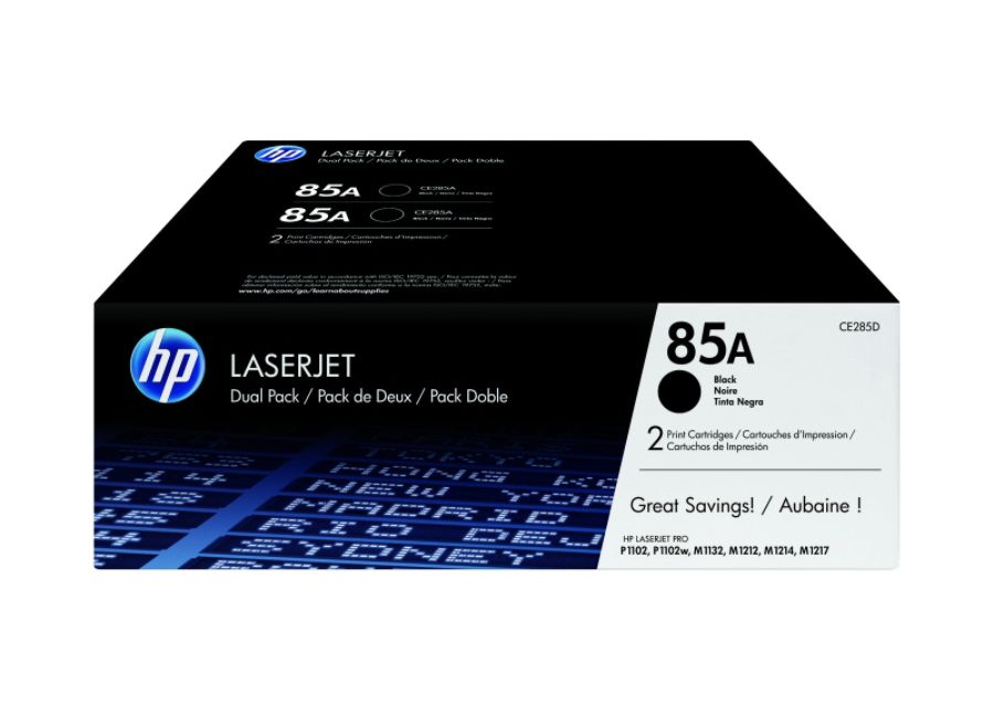 HP 85A  CE285D  2 Toner Cartridges  Black  ~1,600 pages