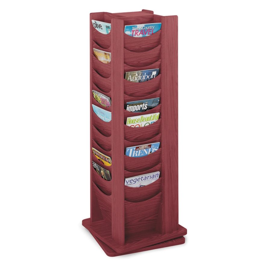 Safco 48 Pocket Solid Wood Rotating Literature Display Mahogany by ...