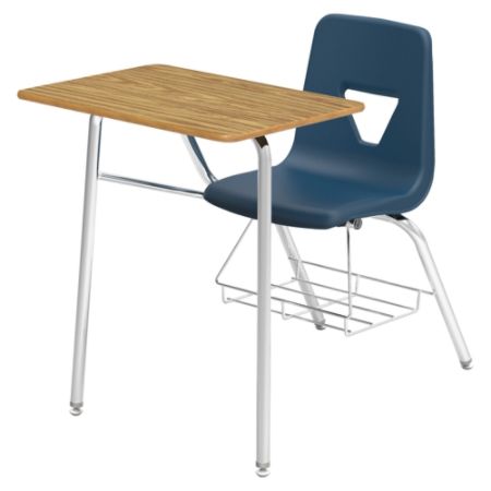 Lorell Classroom Student Combo Desk Rectangular Top Navymedium Oak