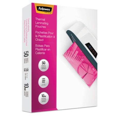 thermal pouches fellowes laminating glossy pack mil clear officedepot